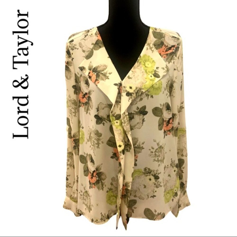 Gorgeous Lord & Taylor floral womens blouse size small